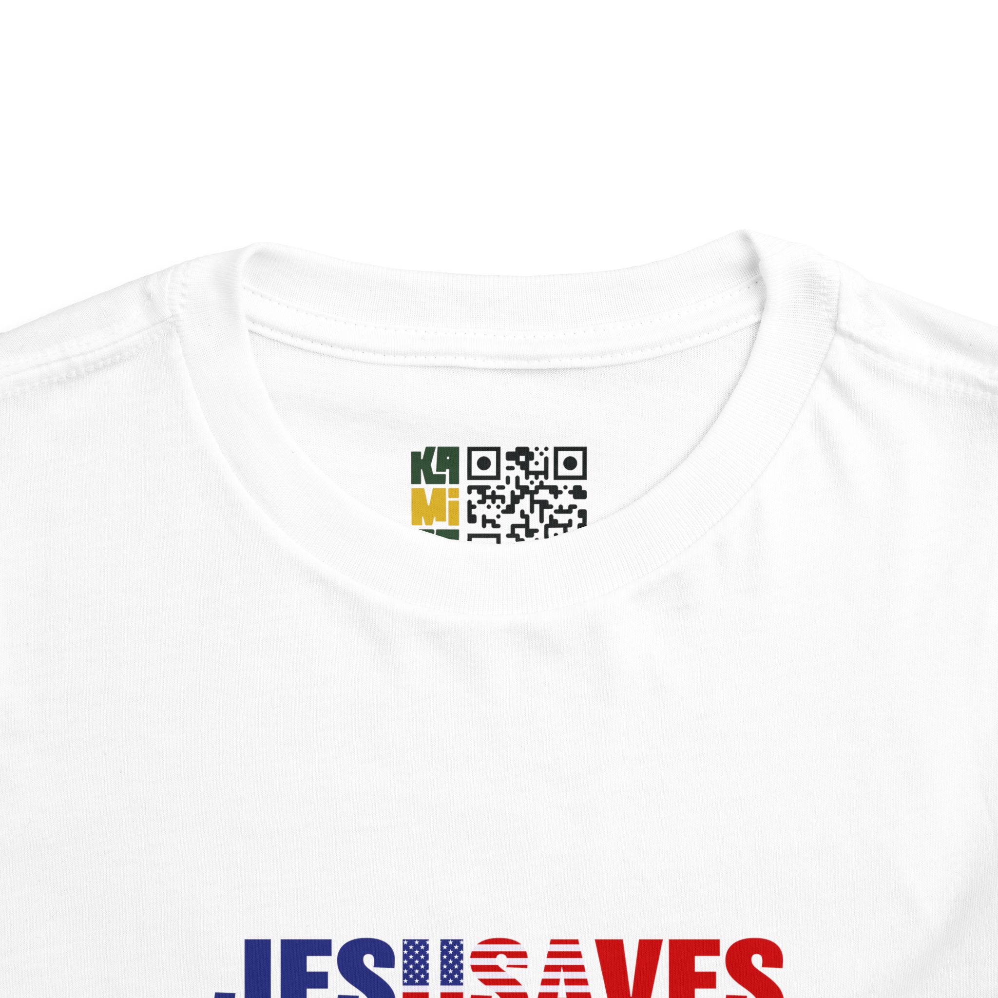 Toddler Tee — "Jesus Saves" Patriotic Christian Shirt (Red & Blue) - Image 4